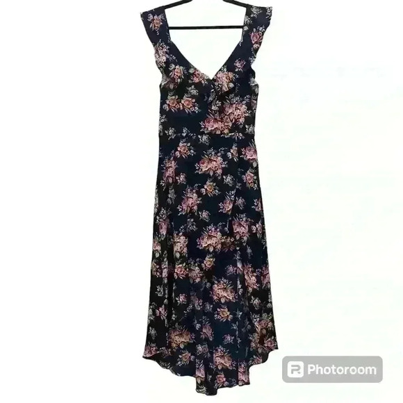 Iz Byer Dresses & Skirts - Iz Byer Blue Flowery Long Dress with Open Chest Like New